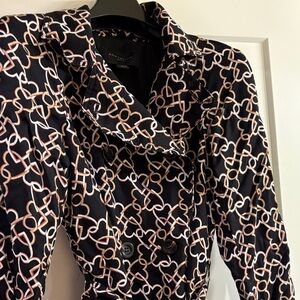 Ann Taylor Black and White heart Chain Link Print Midi Dress